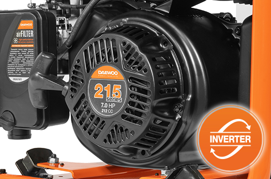 Профессиональный двигатель DAEWOO series 215 специально разработан для инверторных генераторов. Он отличается надежностью и увеличенным моторным ресурсом, более низким уровнем шума и вибрации.